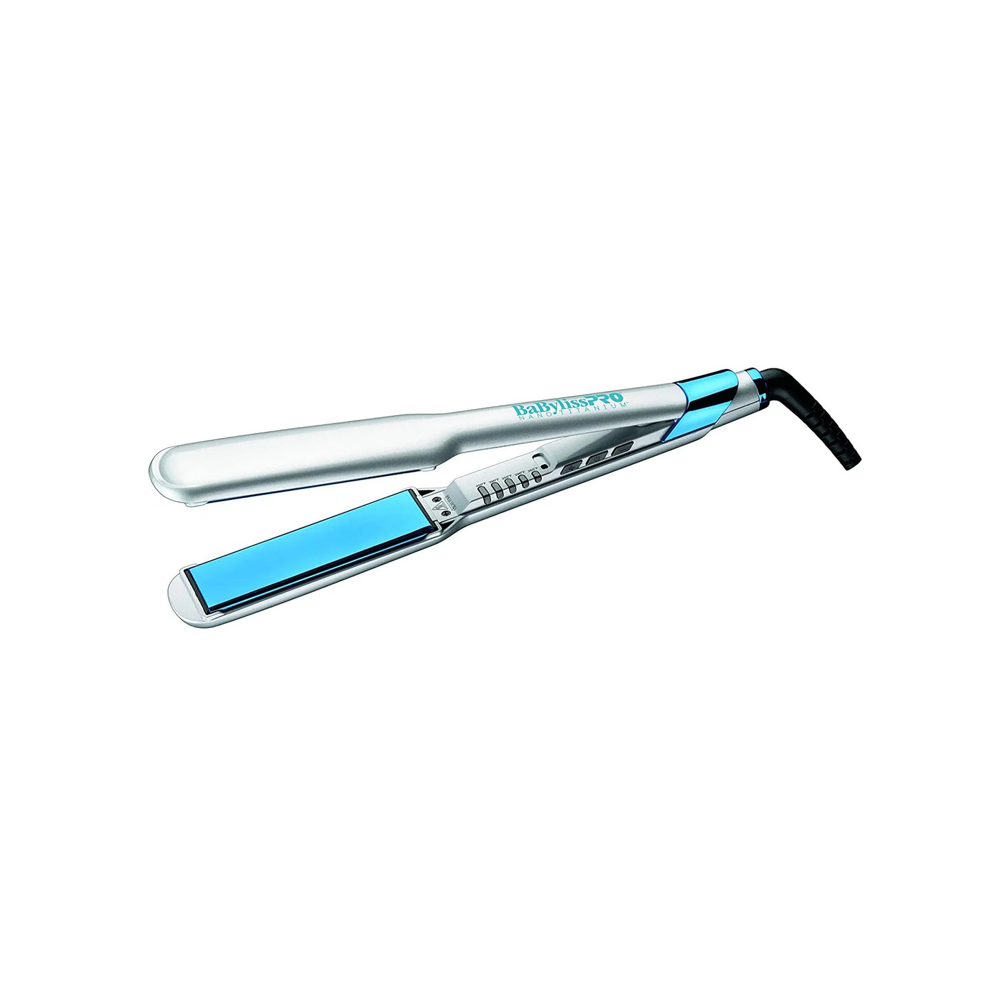 BABYLISS PRO Nano Titanium Special Edition SET. Ultra Thin 1.5" Straightener and 1" Curling Wand Silver/Blue Model