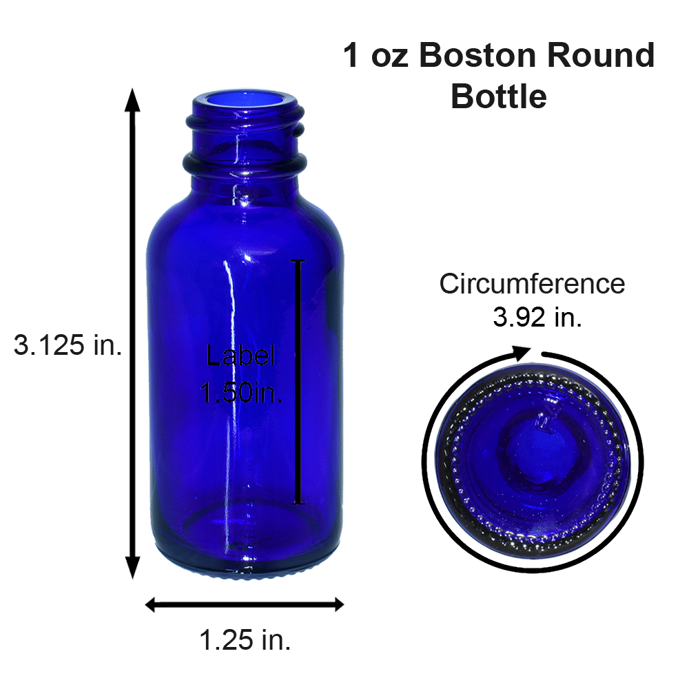 1 oz. Cobalt Blue Boston Round with Black Poly Cone Cap (20/400) (V23) (V20)