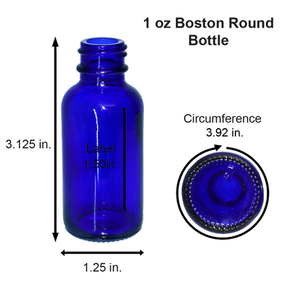 1 oz. Cobalt Blue Boston Round with Black Poly Cone Cap (20/400) (V23) (V20)