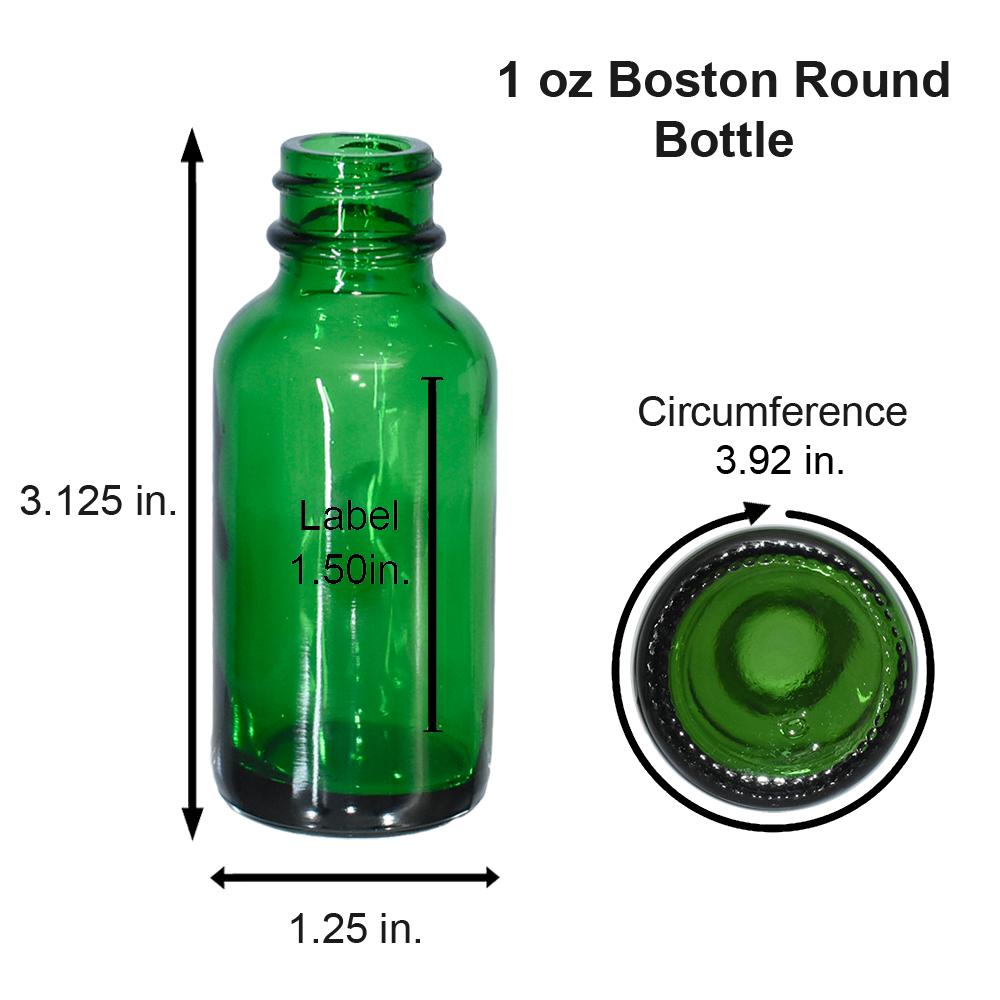 1 oz. Green Boston Round with Black Poly Cone Cap (20/400) (V23) (V20)