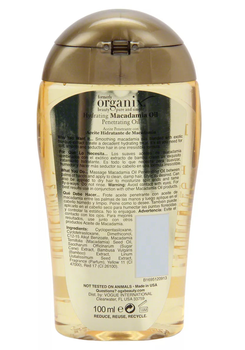 Organix - Macadamia Oil  3.3 oz