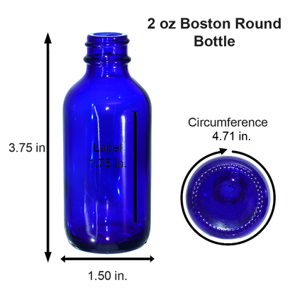 2 oz. Cobalt Blue Boston Round with Black Glass Dropper (20/400) (V23) (V20)