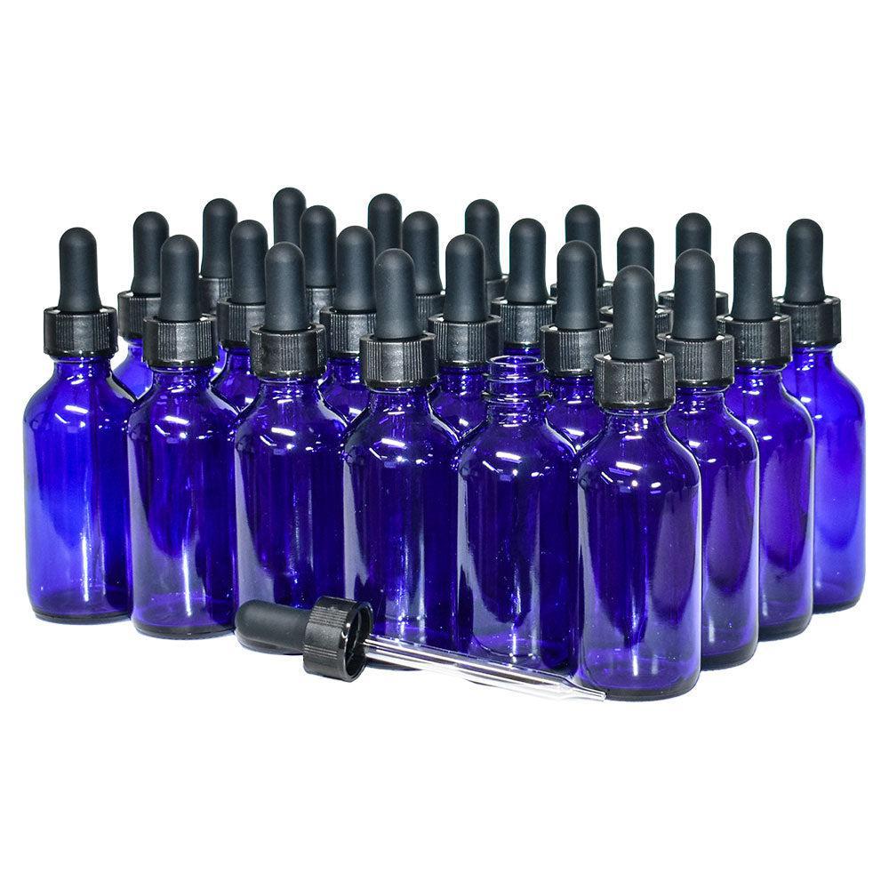 2 oz. Cobalt Blue Boston Round with Black Glass Dropper (20/400) (V23) (V20)