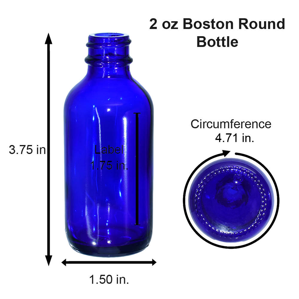 2 oz. Cobalt Blue Boston Round with Reducer and White Cap (20/400) (V23) (V1)