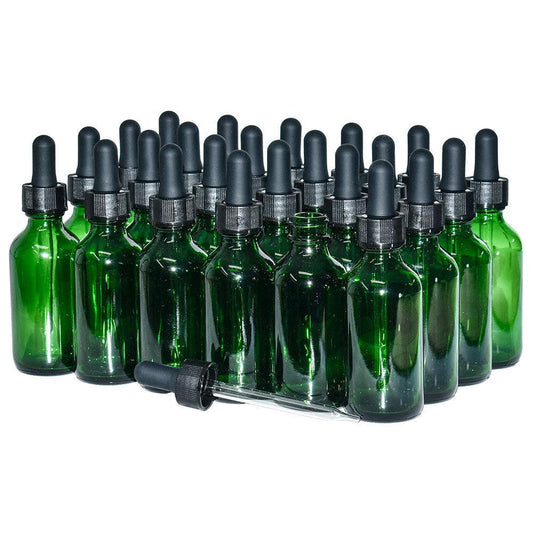 2 oz. Green Boston Round with Black Glass Dropper (20/400) (V23) (V20)