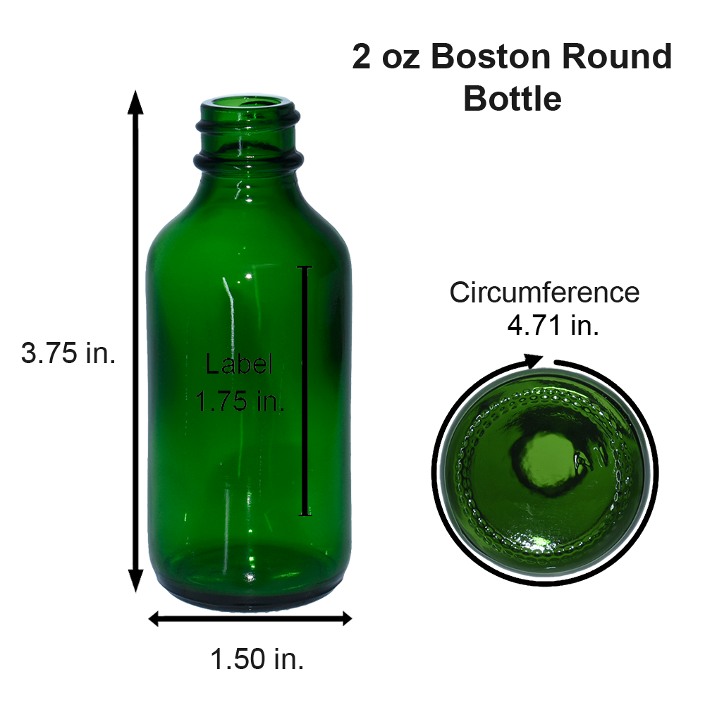 2 oz. Green Boston Round with Reducer and Black Cap (20/400) (V23) (V6)