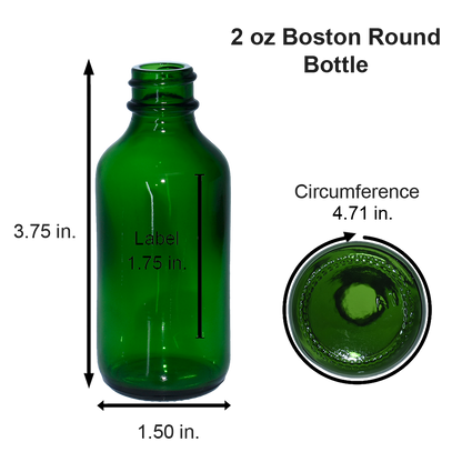 2 oz. Green Boston Round with Reducer and White Child-Resistant Cap (20/400) (V23) (V1)