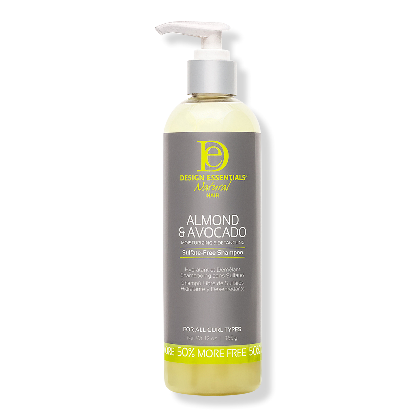 Design Essentials Almond & Avocado Moisturizing & Detangling Sulfate-Free Shampoo 12 oz