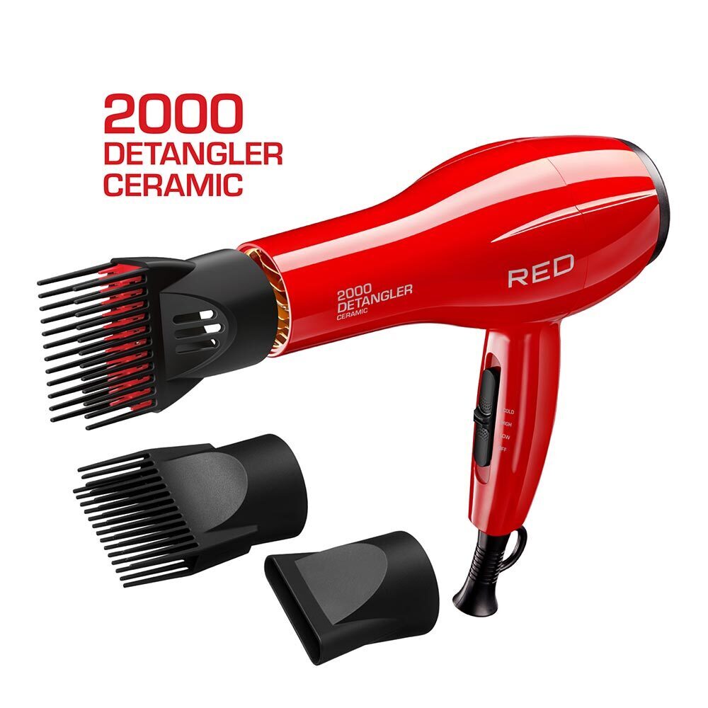 RED BY KISS 2000 CERAMIC DETANGLER DRYER. BD10N