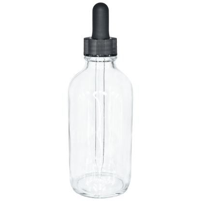 4 oz. Clear Boston Round with Black Glass Dropper (22/400) (V23) (V20)