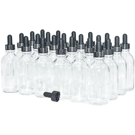 4 oz. Clear Boston Round with Black Glass Dropper (22/400) (V23) (V20)