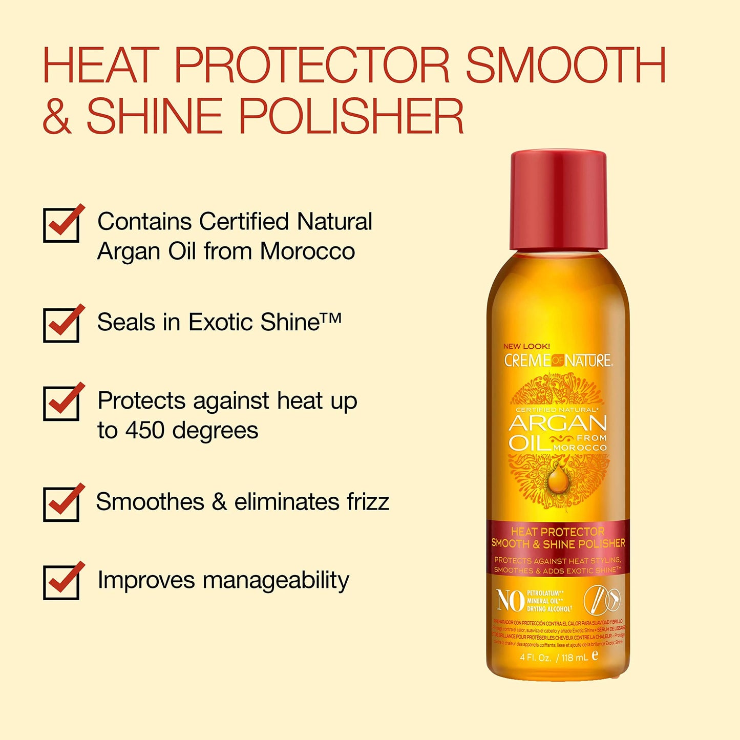 Creme of Nature heat protector smooth and shine polisher