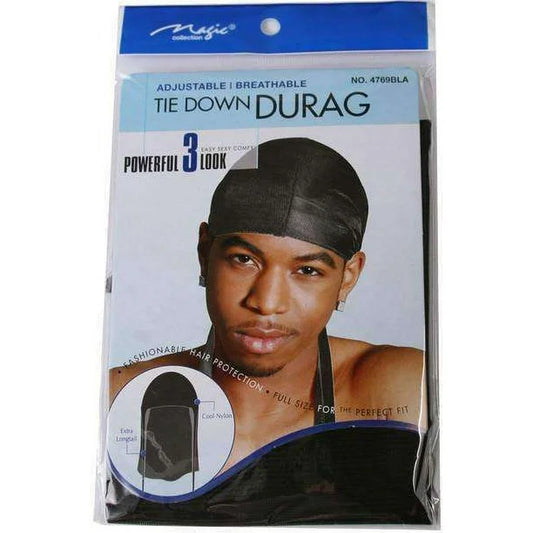 Magic Collection Adjustable Tie Down Du Rag #4769BLA