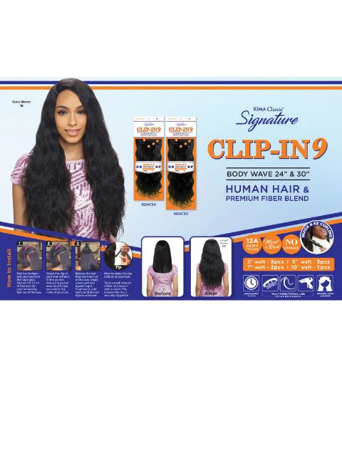 Harlem 125 Kima signature 9pcs clip in hair. Body wave 24"