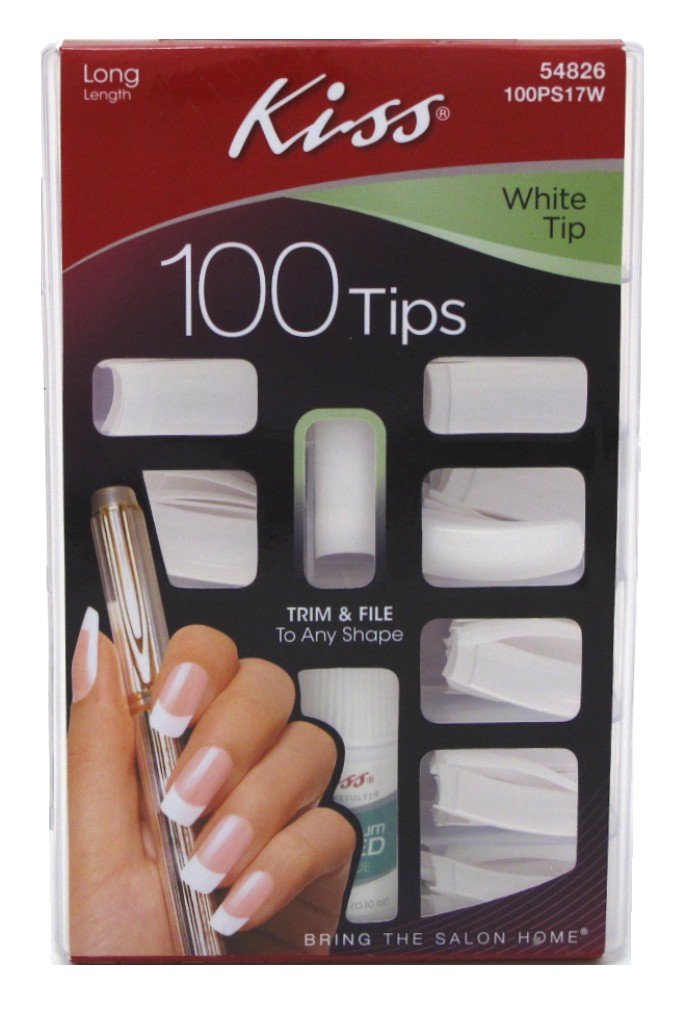 Kiss 100 tips nails. White tip. 100PS17W