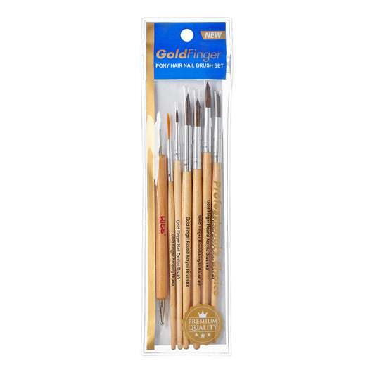 Gold finger round acrylic nail brush set.