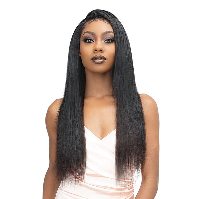 Janet Collection Natural Virgin Remy Human Hair Melt Brazilian Straight 3pcs with 13X5 HD Free Part Lace Frontal Closure-Natural : 10"12"14