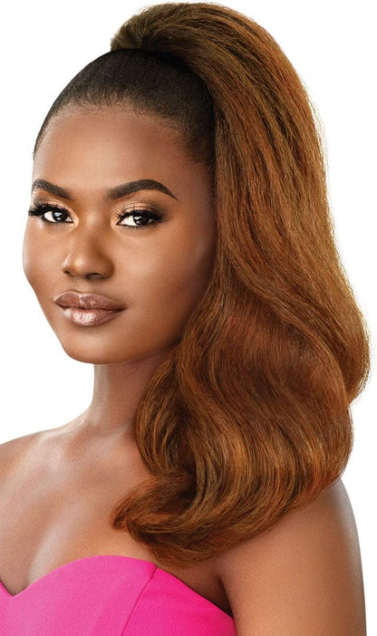 Outre Pretty Quick Pony Medium Length Straight Perm Yaki Style Heat Resistant Fiber Secure Fit w/Combs & Drawstring - NEESHA BODY WAVE 18"