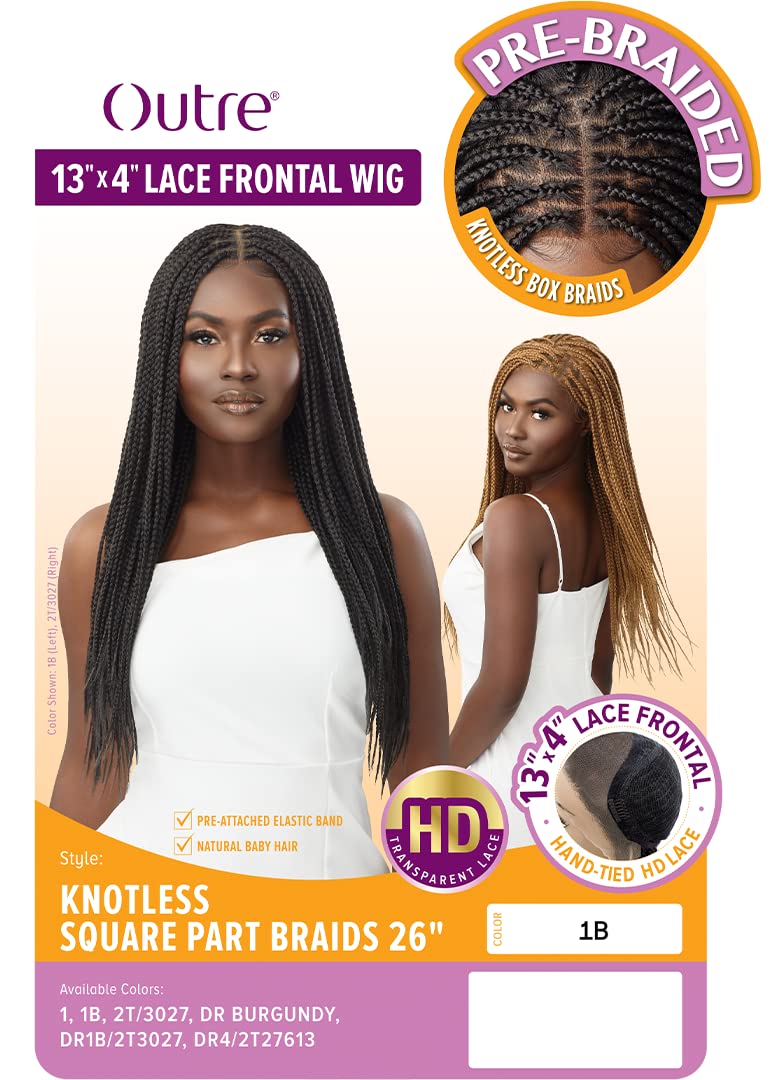 Outre 13x4 Hand Tied Lace Frontal Wig - KNOTLESS SQUARE PART BRAIDS 26"