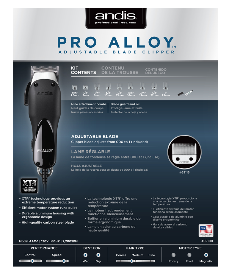 Andis Pro Alloy adjustable blade Clipper