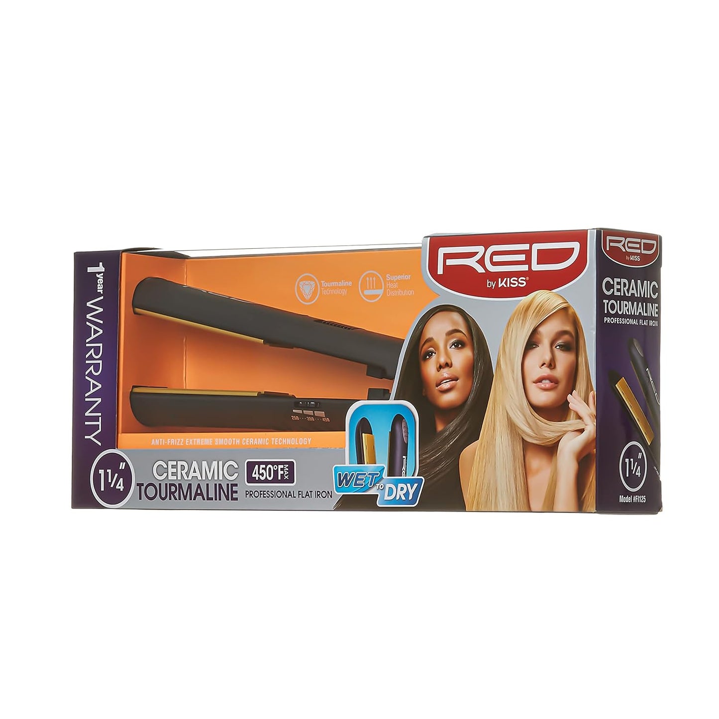 Red by kiss ceramic flat iron. 1 1/4“. FI125