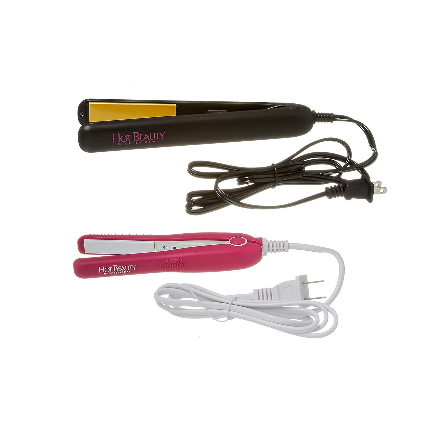 Hot Beauty Ceramic Flat Irons 2-in-1 Combo Value Pack (1" and Mini 1/2")