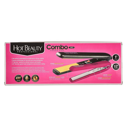 Hot Beauty Ceramic Flat Irons 2-in-1 Combo Value Pack (1" and Mini 1/2")