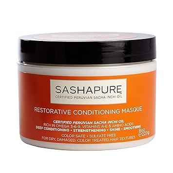 Restorative Conditioning Masque with Sacha Inchi Oil - Color Safe, Sulfate-Free, Strengthening, Shine, Smoothing Hair Mask  1.7oz packet