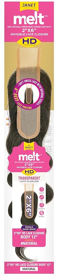 Janet Collection Melt 2x6 HD lace closure body wave. Natural