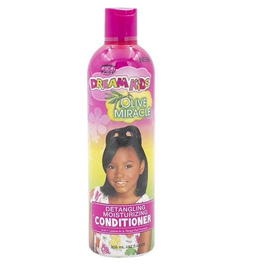 African Pride Dream Kids Olive Miracle Detangling Moisturizing Conditioner 2-in-1 Leave-In & Rinse-Out Formula 12 oz