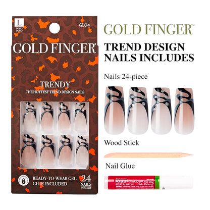 Gold finger Trendy nails. GD24