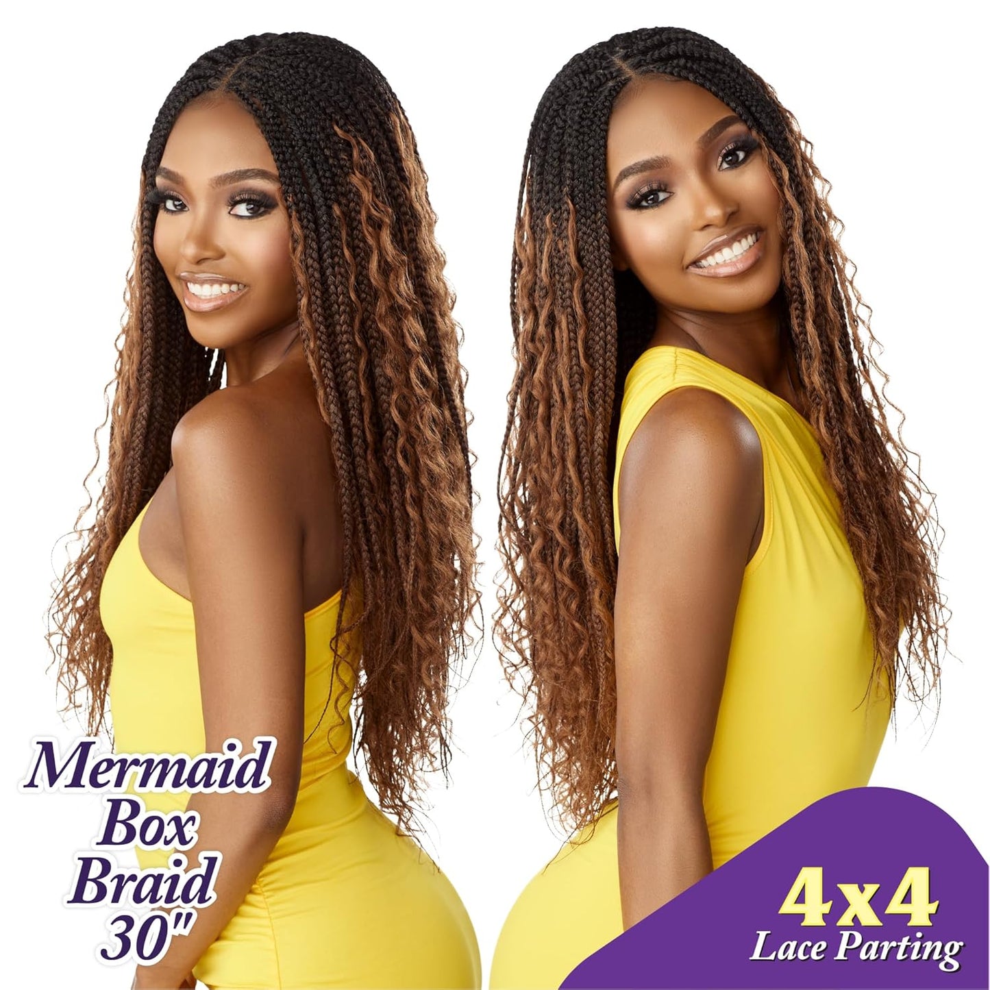 Sensationnel cloud 9 4x4 braided lace wig. MERMAID BOX BRIAD 30"