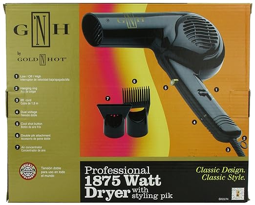 Gold N Hot Professional 1875-Watt Dryer with Styling Pik