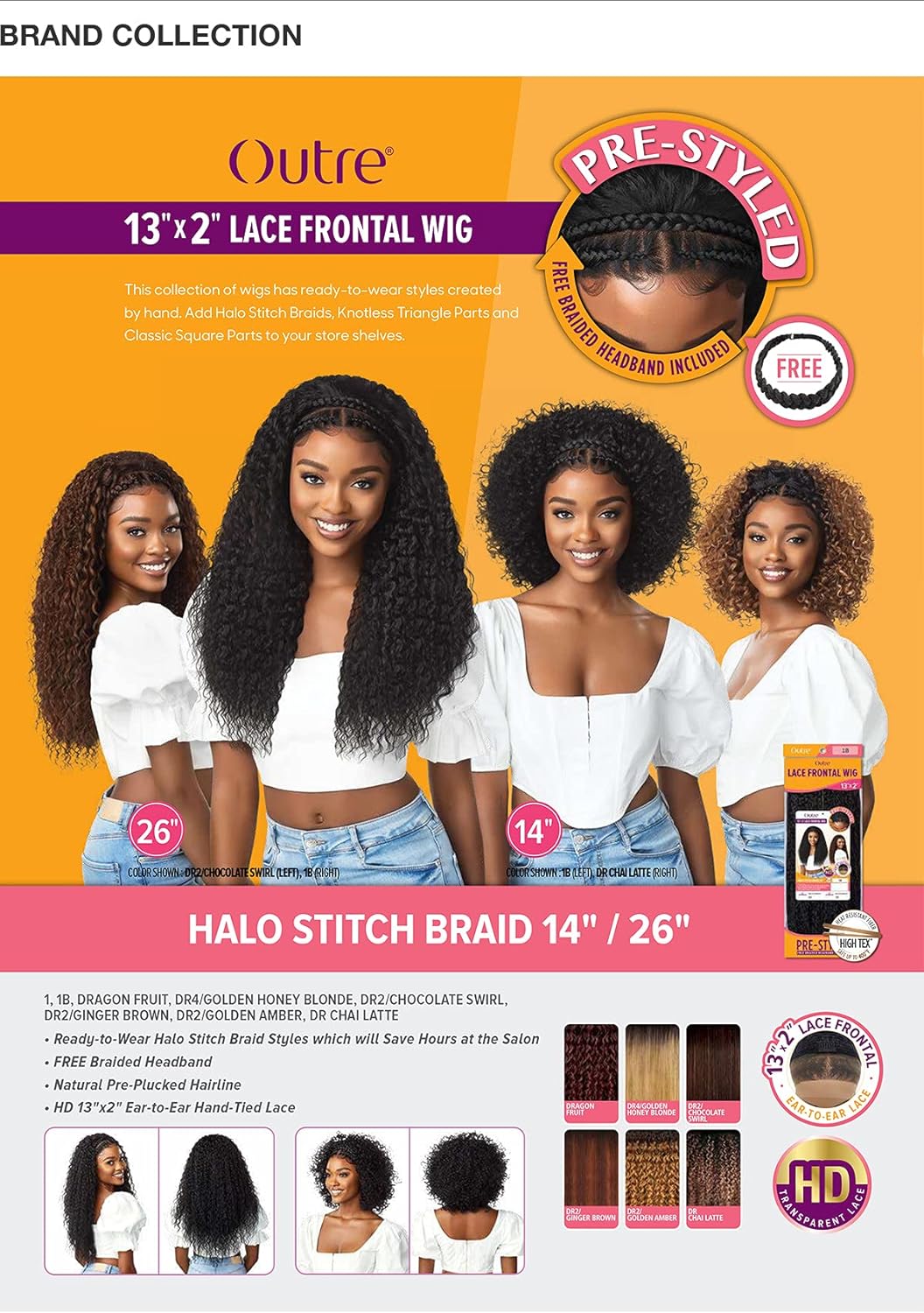 Outre Lace Frontal Wig 13x2 HD Transparent Lace HALO STITCH BRAID 14″