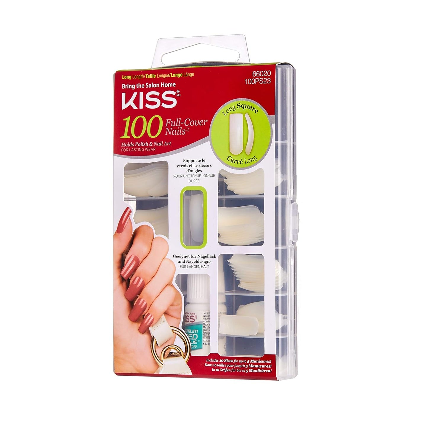 Kiss 100 full cover nails. Long square . 100ps23