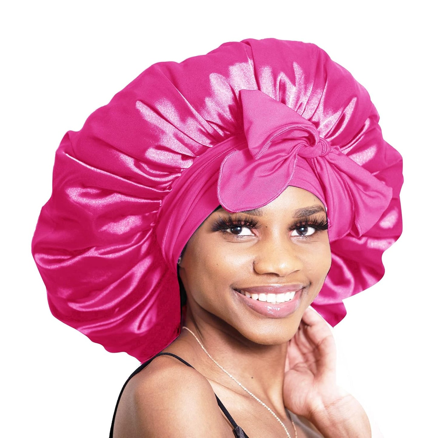 Tie satin bonnet. super jumbo.