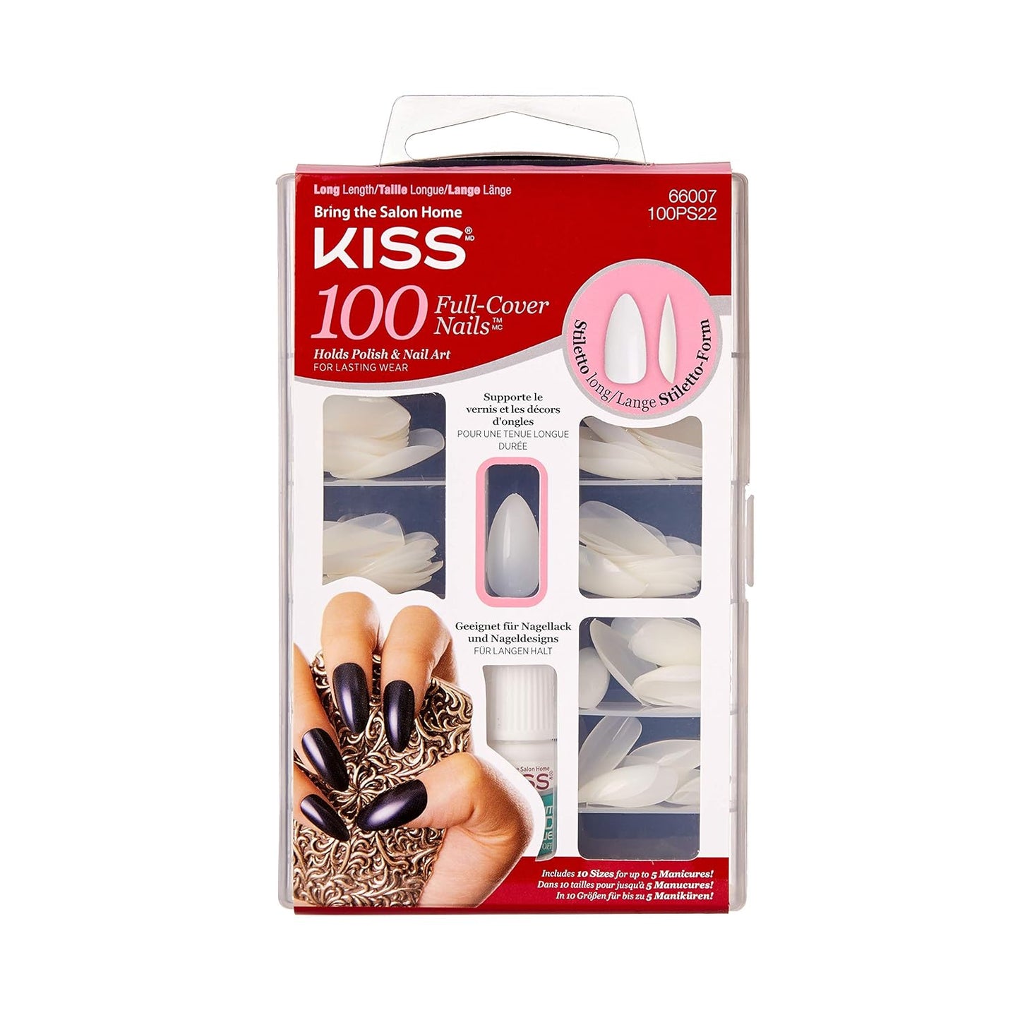 Kiss 100 full cover nails. Long stiletto. 100ps22