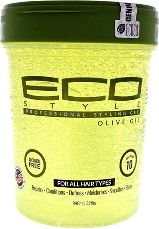 ECO Style Professional Styling Gel Olive Oil 946 ml (32 FL OZ) - Max Hold 10 - Water Based - For all hairtypes -