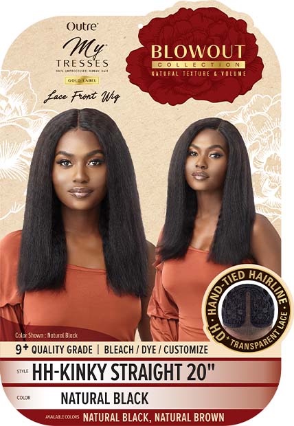 Mytresses gold. Blowout collection wig. HH-KINKY STRAIGHT 20“. Natural  brown