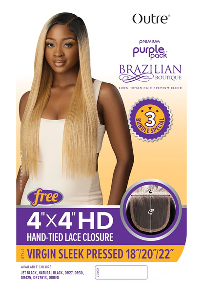 Outre virgin sleek pressed 18"20"22"+ 4" Lace Closure