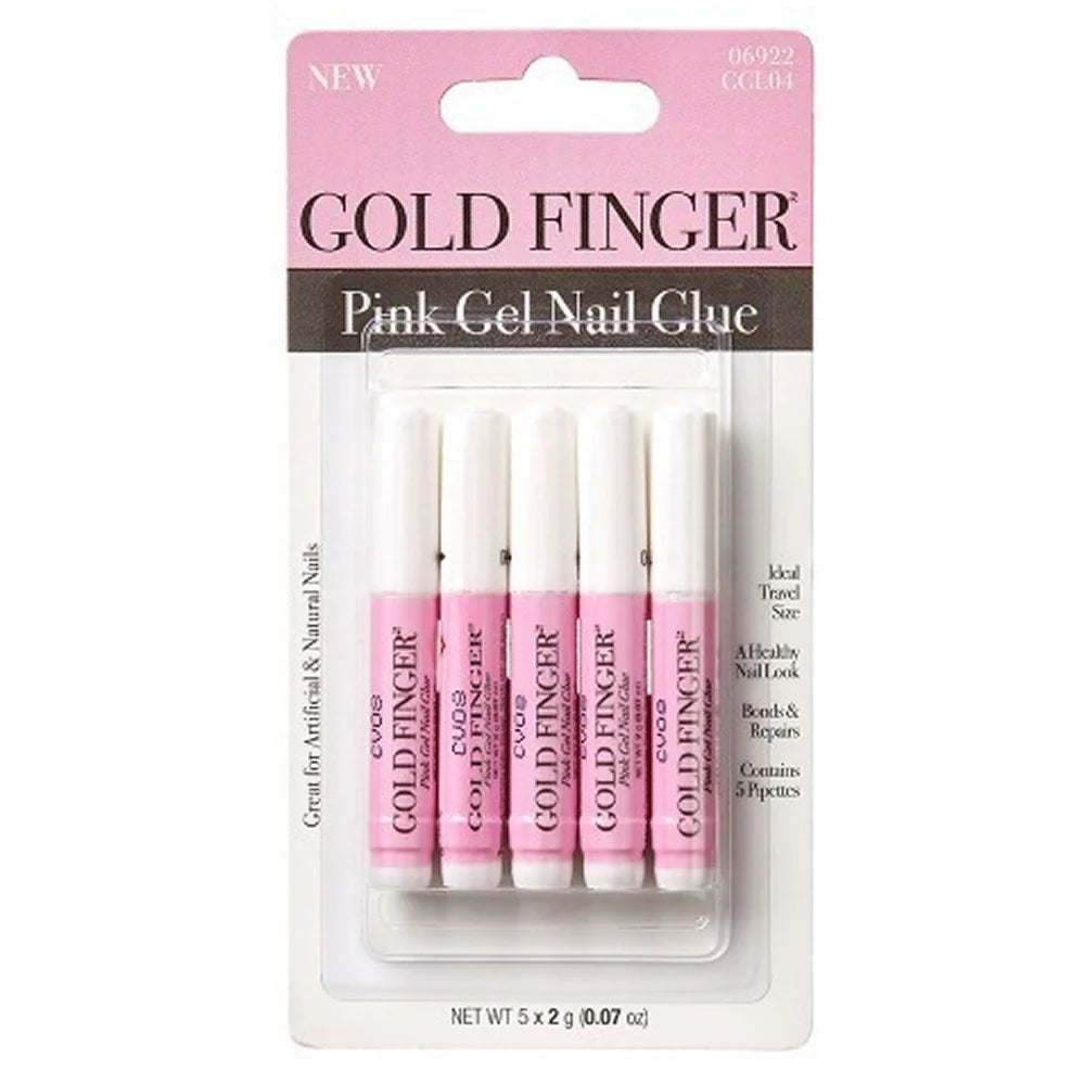 Gold finger pink gel nail glue. GGL04. 5 pcs