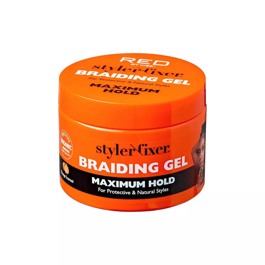 Red by kiss styler braiding gel. Maximum hold. Orange scent