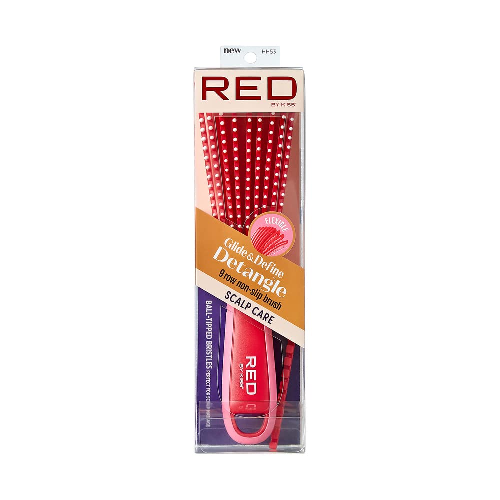 Red by kiss glide & detangle brush.HH53