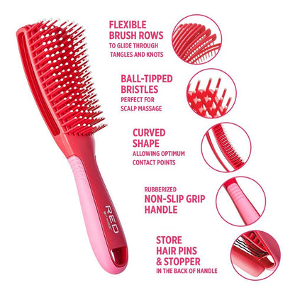 Red by kiss glide & detangle brush.HH53