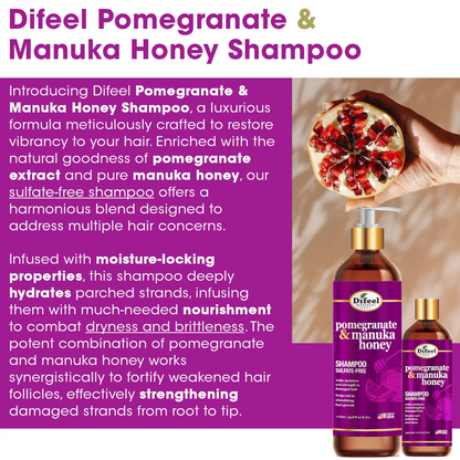 DIFEEL POMEGRANATE & MANUKA HONEY SULFATE-FREE SHAMPOO 12 OZ.