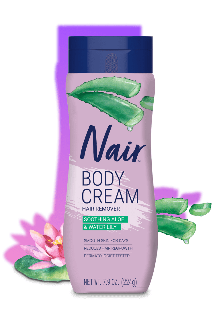 Nair hair remover body cream. Soothing aloe and water  lily