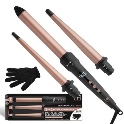 Annie H&H 3 IN 1 Digital interchangeable curling wand set. #5997