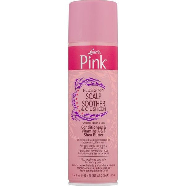 Luster’s pink plus 2-N-1 scalp soother and oil sheen. 11.5 oz