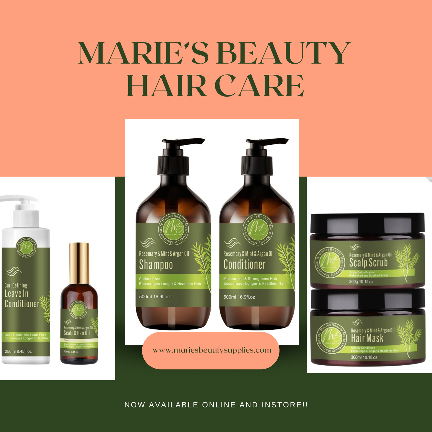 Marie's Beauty Rosemary, mint & argan oil Hair Oil