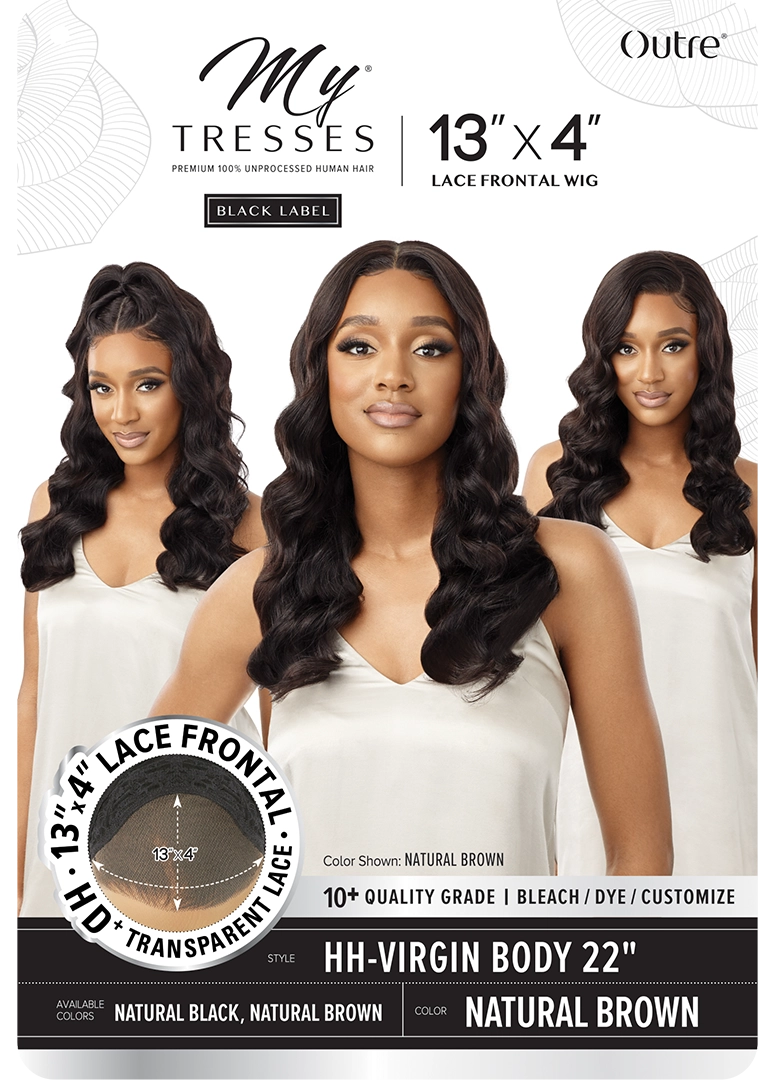 Mytresses black label. Lace. wig.  13x4.  Virgin body 22”  NATURAL Black